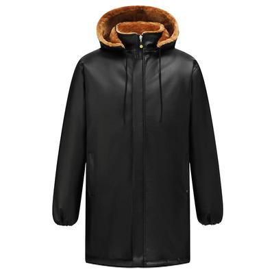 加长皮衣诚依诺不掉皮连帽工作服