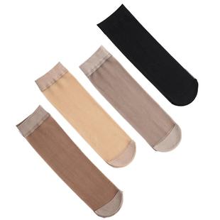 梦娜20双女短丝袜超薄款夏季对对袜脚尖透明加固短袜子包芯丝咖色