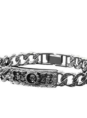 龙婆瑞手链纯银精雕唐草纹复古款