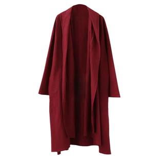 中国风秋冬禅服汉服亚麻风衣外套男式中长款古风棉麻披风宽松长衫