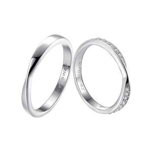 brosway情侣戒指小众设计莫比乌斯环男女简约925银对戒指表白礼物