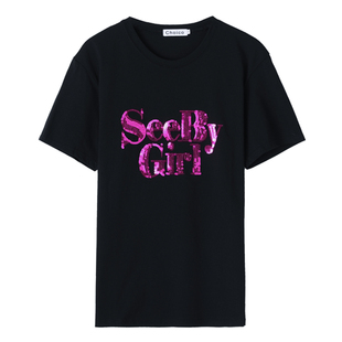 纯棉亮片字母t恤女短袖百搭夏装2026新款宽松大码休闲打底衫上衣