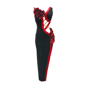 HC·DANCE拉丁舞裙高开叉连衣裙露背拉丁舞服高级感表演舞裙DL348