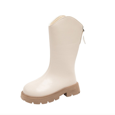 女童高筒靴新款秋冬加绒软底长靴