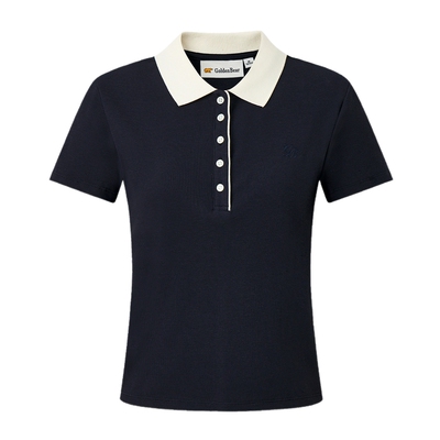 【夏季新品】GOLDEN BEAR/金熊女装2026撞色领五粒扣短袖POLO衫