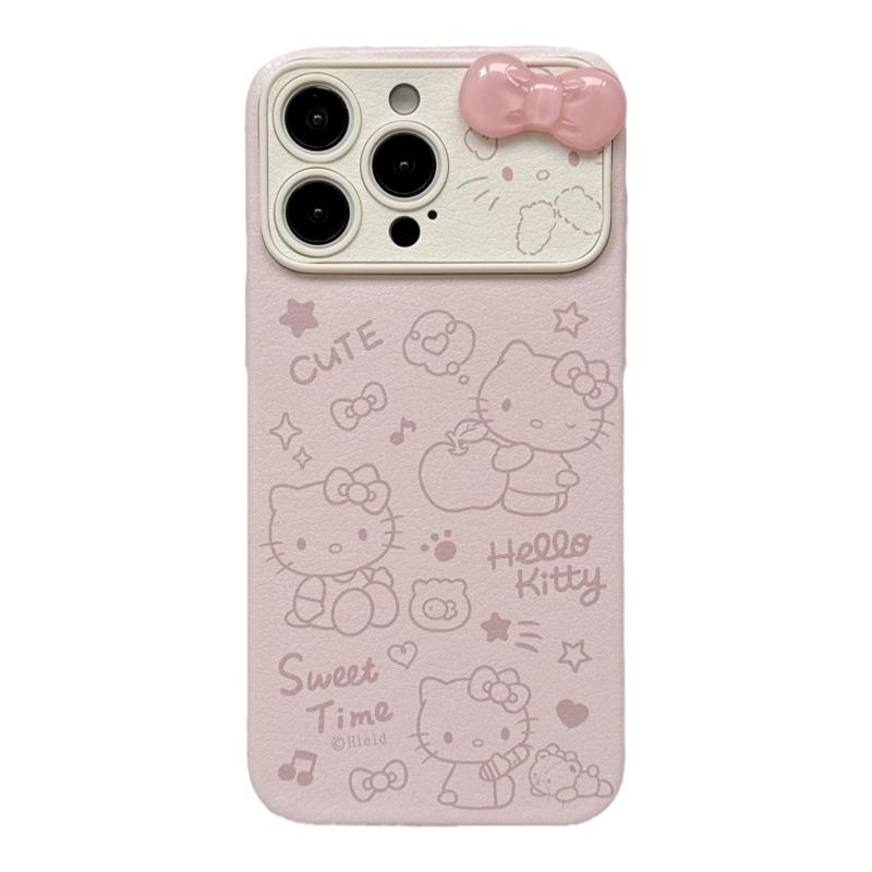 可爱粉色HelloKitty卡通适用苹果15手机壳iPhone16ProMax新款15pro防摔13女款小众12皮纹14pro超好看全包软壳