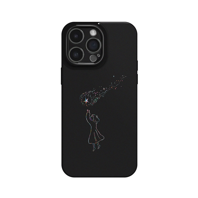 追星星的人~黑色简约独特少女ins适用iPhone16promax手机壳nova13华为pura70小米15vivox100苹果14oppofindx8