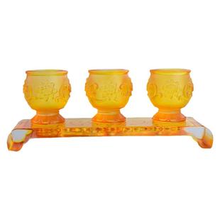 佛具仿琉璃酒杯供财神贡关公奉仙家祖仙酒杯贡台莲花水杯摆件包邮