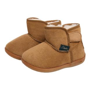 TOPSTAR儿童雪地靴女童冬季加绒魔术贴棉靴男童加厚麂皮毛毛靴