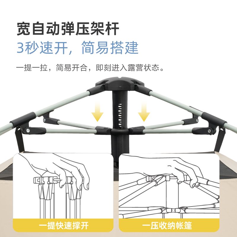 布谷便携式折叠露营野餐装备全套过夜自动公园户外帐篷天幕二合一