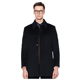 【纯羊毛】德鲨秋冬新款翻领呢大衣男中长款商务男装外套