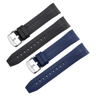 弧口橡胶手表带适配天梭1853海星T120潜水防水黑色硅胶表带22mm