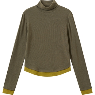 播基础高领打底T恤女冬季修身时髦气质长袖上衣DDS4YD5161