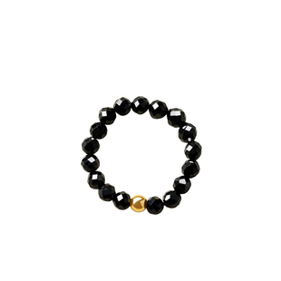 遇见普陀山黑曜石戒指女款水晶戒指素圈小众转运黑色水晶尾戒男士