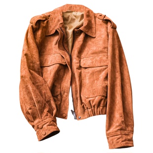 城市游猎复古纯色麂皮绒双口袋工装夹克25秋季新款长袖女外套M122