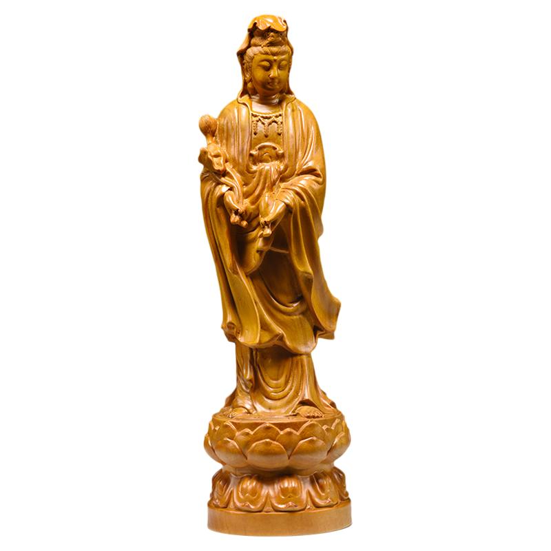 香樟木雕观音菩萨佛像摆件工艺品
