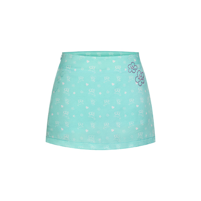 夏日薄荷曼波绿满印短裙