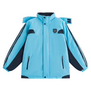 南宁市校服中学小学生冬季防寒服加棉外套连帽保暖衣冲锋衣统一