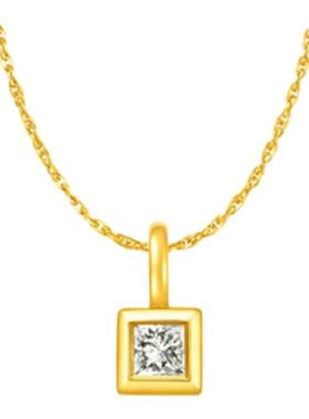 调太幅小冰块公主方钻项链 女纯银镀18K金镶钻方糖锁骨链简约礼物