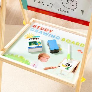 木制实木支架小黑板儿童磁性带笔板擦写可擦字画白板力涂鸦画板和