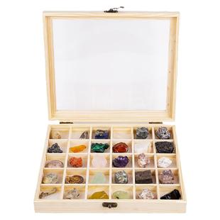 30种天然矿物化石岩石摆件水晶原石宝石石头矿石标本儿童玩具礼物