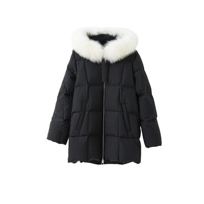 POPCHRIO狐狸毛领连帽羽绒服