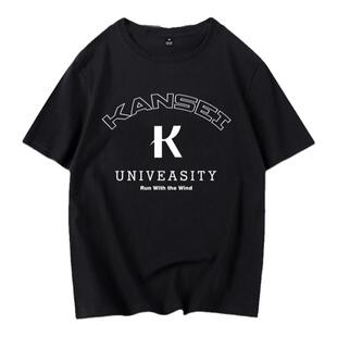 二次元动漫短袖男女潮牌阿走灰二强风吹拂跑步训练服纯棉休闲T恤