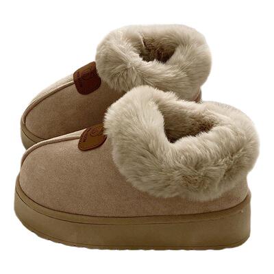 踩屎感棉拖鞋女款冬季2025新款厚底包跟保暖加绒毛毛棉鞋女士外穿