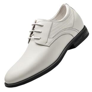 高哥隐形增高皮鞋商务秋冬鞋子英伦白鞋男款真皮正装内增高婚鞋