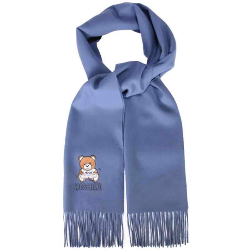 【自营】MOSCHINO莫斯奇诺 小熊刺绣Logo经典围巾50124/50178羊毛