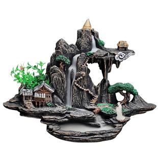 流云飞瀑大号倒流香炉树脂复古创意倒流香炉檀香粒倒流香粒檀香炉