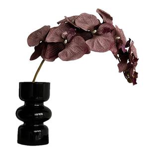 态生活简约黑玻璃花瓶网红高级感中古装饰客厅餐厅小众插花小摆件