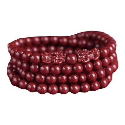 保真朱砂天然紫金砂双貔貅108颗佛珠手链男女款本命转运平安多圈