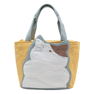 HIKOSEN CARA卡拉猫小拱日系猫咪手提包女通勤帆布饭盒包托特包
