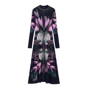 Desigual26春夏新品修身花卉镜像印花装饰分割设计连衣裙