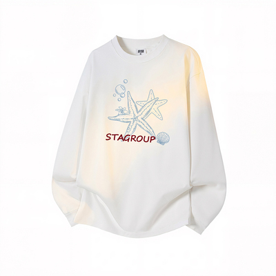 STA旗舰店美式潮牌小众设计感长袖男女重磅纯棉圆领卫衣打底衫