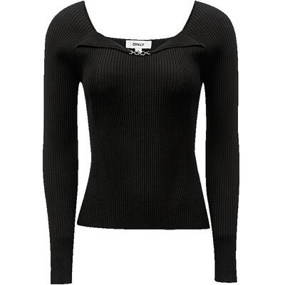 ONLY百搭修身U领长袖针织衫