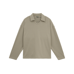 BODYDREAM肌理感长袖T恤男新款美式polo领情侣上衣/直筒长裤套装