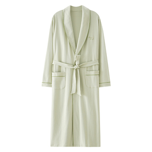 猫人长款睡袍情侣款纯棉长袖睡衣女秋冬季2025新款浴袍男款家居服