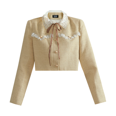 易碎商店茶系千金黄色小香风外套