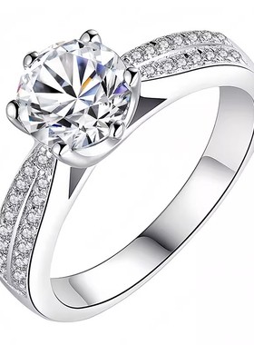 莫桑戒指1克拉双排壁满钻