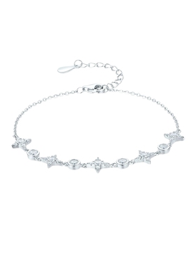 周六福四芒星手链女款星星手饰s925银百搭送女友圣诞礼物