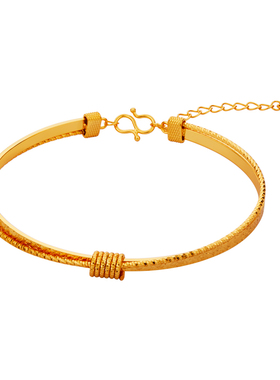 顺庆银楼S925银知星手镯女金色