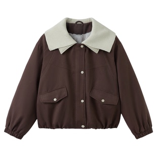 快鱼棉服女2025年冬新款韩系翻领宽松时尚休闲百搭短款加棉外套