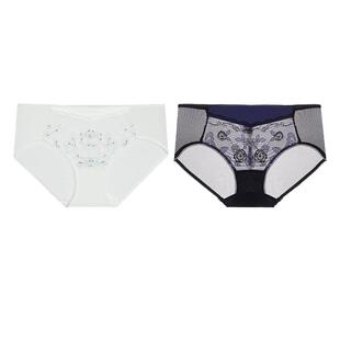 【2件包】爱慕内裤女棉质底裆性感蕾丝网纱中腰平角内裤