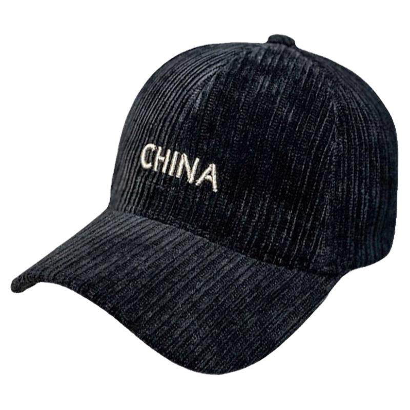 灯芯绒字母刺绣休闲风弯檐棒球帽