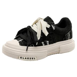 男鞋2026新款秋冬款运动休闲鞋潮牌高级感厚底板鞋小众复古帆布鞋