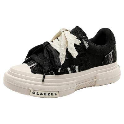 潮牌高级感厚底小众复古帆布板鞋