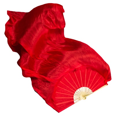 真丝大红长绸舞蹈扇子珊瑚颂同款