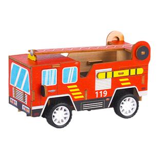 消防车木质制立体3D拼图益智类儿童成人手办智力开发拼装玩具闪电